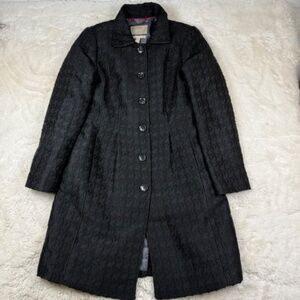 Banana Republic Italian Wool Blend Textured Lady Long Tweed Dress Coat Black M